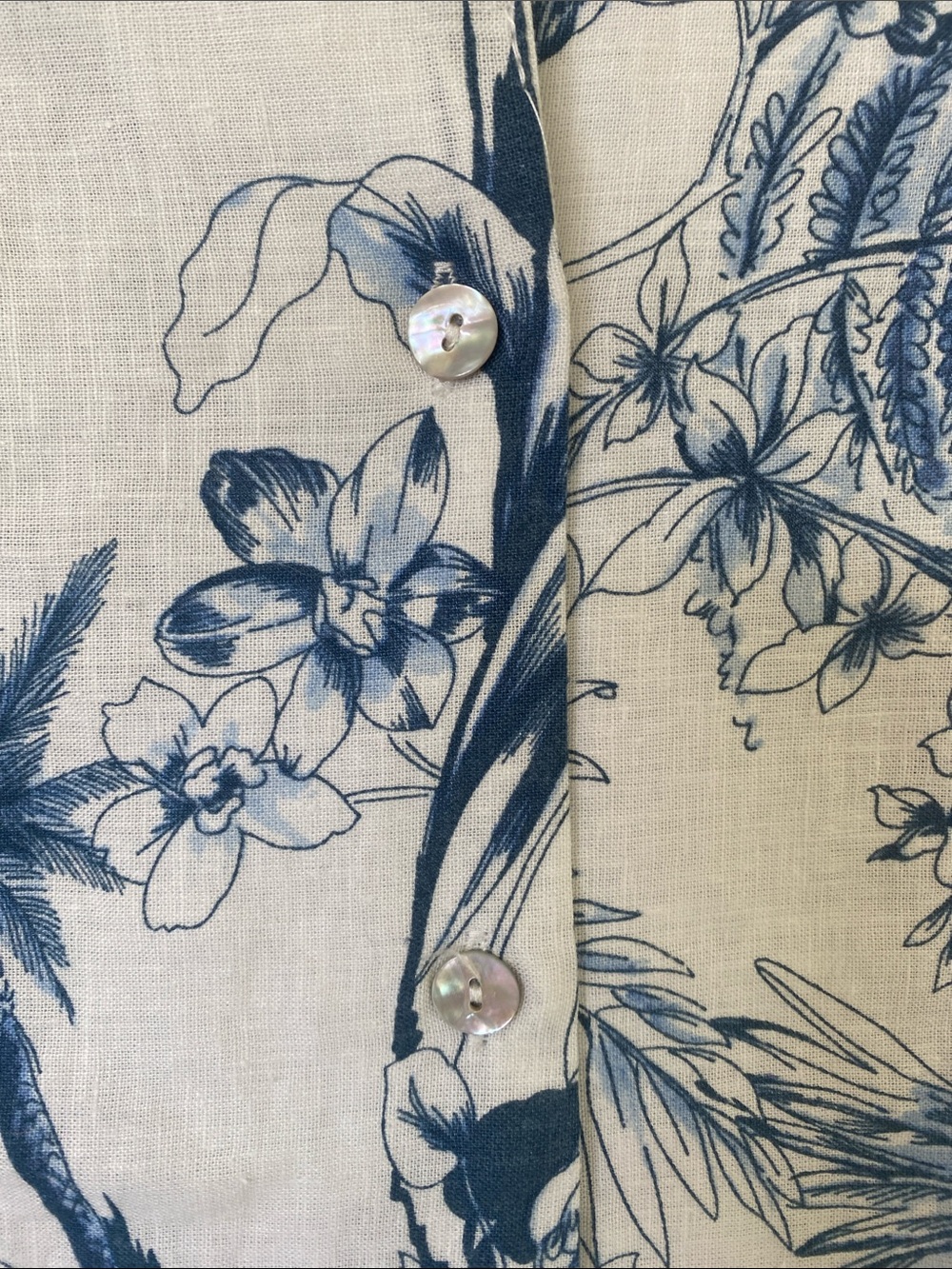 Panama Jack White and Blue Tropical Button-Down Shirt - Picture 3 of 6